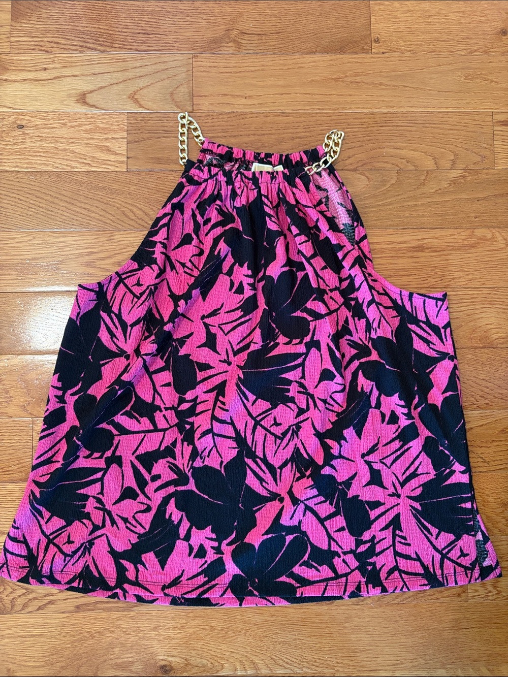 Pink and black floral blouse